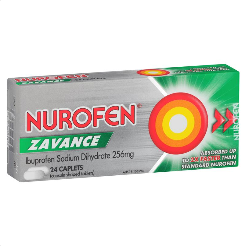Nurofen Zavance Ibuprofen 256mg Fast Pain Relief 24 Caplets