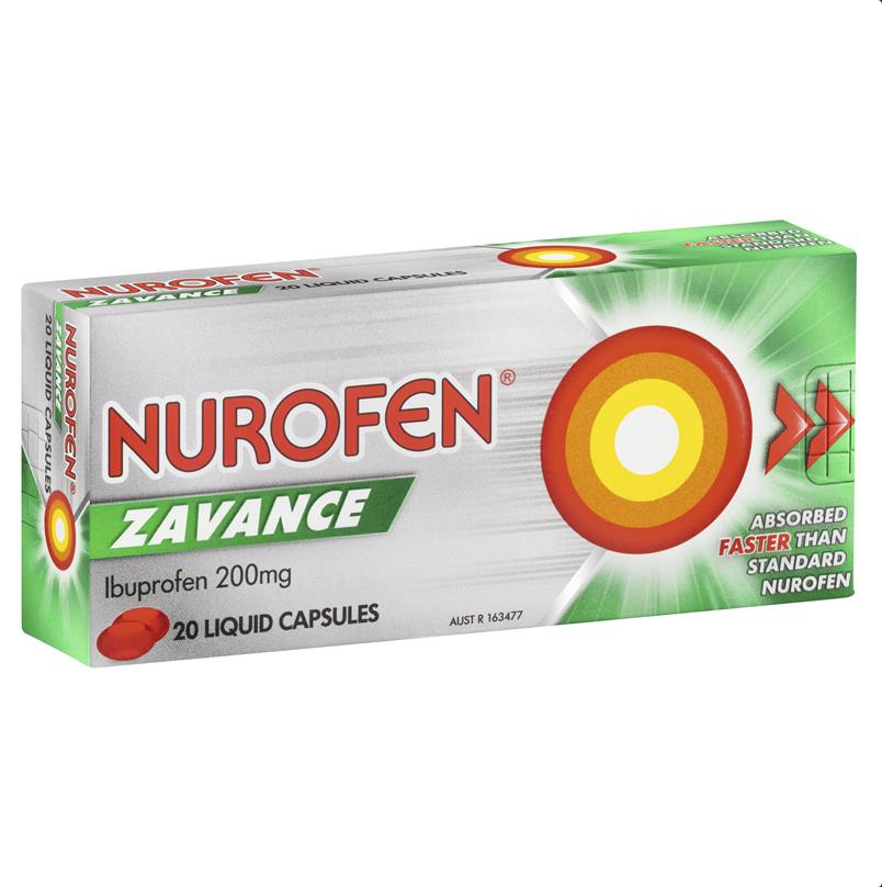 Nurofen Zavance Ibuprofen 200mg Fast Pain Relief 20 Liquid Capsules