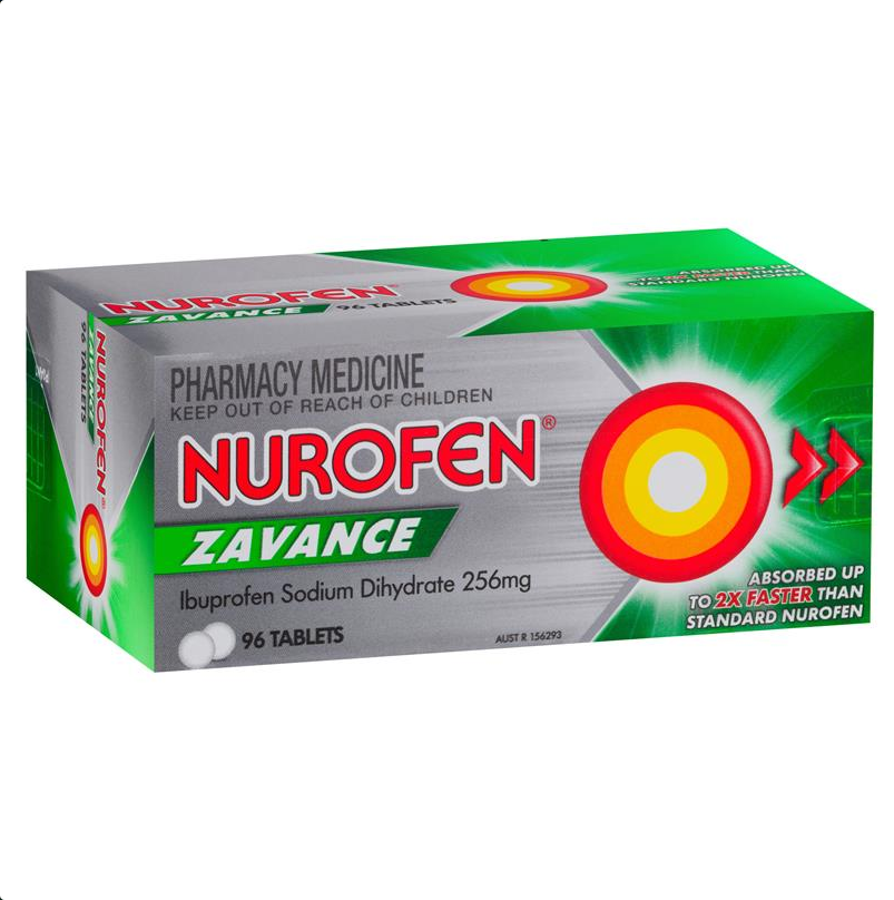 Nurofen Zavance Ibuprofen 256mg Fast Pain Relief 96 Tablets (Limit ONE per Order)
