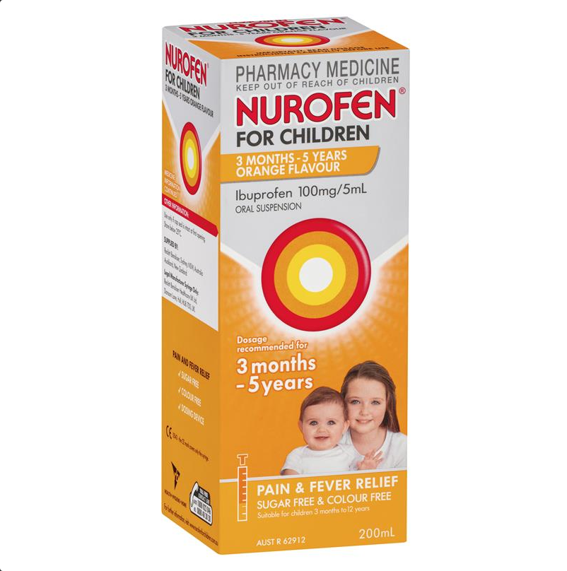 Nurofen For Children 3 Months - 5 Years Ibuprofen 100mg/5mL Orange 200mL (Limit ONE per Order)
