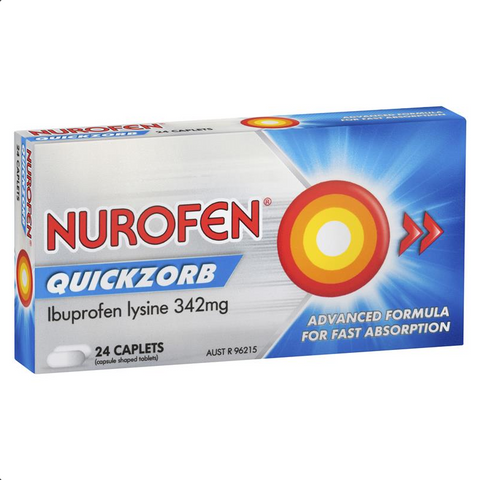 Nurofen Quickzorb Ibuprofen Lysine 342mg Pain Relief 24 Caplets