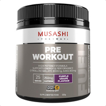 Load image into Gallery viewer, Musashi Pre Workout Purple Grape 225g