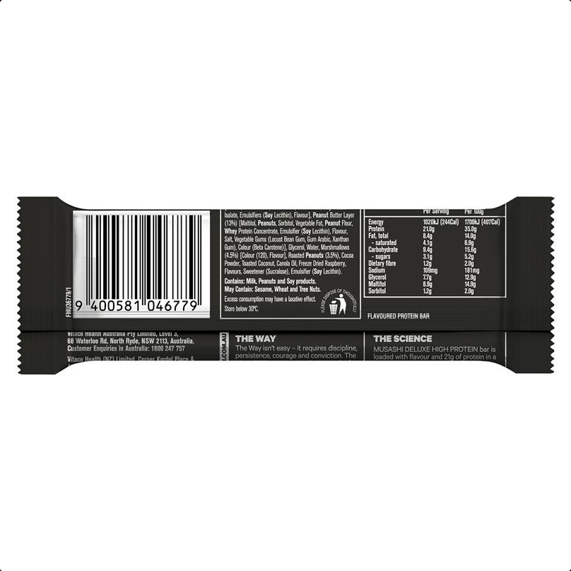 Musashi Deluxe Protein Bar Rocky Road 6 x 60g - Pack of 6