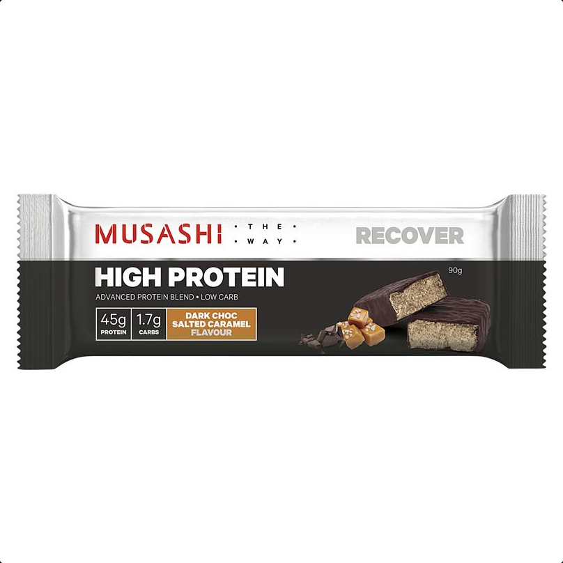 Musashi High Protein Bar Dark Chocolate Salted Caramel 6 x 90g - Pack of 6