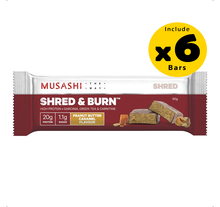 Load image into Gallery viewer, Musashi Shred And Burn Bar Peanut Butter Caramel 6 x 60g - Pack of 6