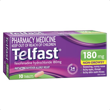 Load image into Gallery viewer, Telfast 180mg 10 Tablets - Antihistamine for Hayfever Allergy Relief (Limit ONE per Order)