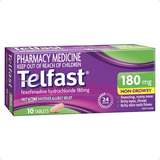 Telfast 180mg 10 Tablets - Antihistamine for Hayfever Allergy Relief (Limit ONE per Order)