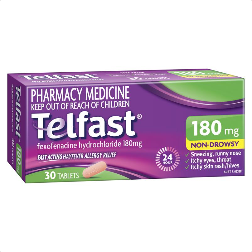 Telfast 180mg 30 Tablets - Antihistamine for Hayfever Allergy Relief (Limit ONE per Order)