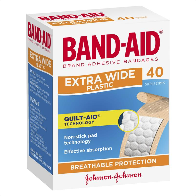 Band-Aid Extra Wide Adhesive Plastic Strips 40 Pack