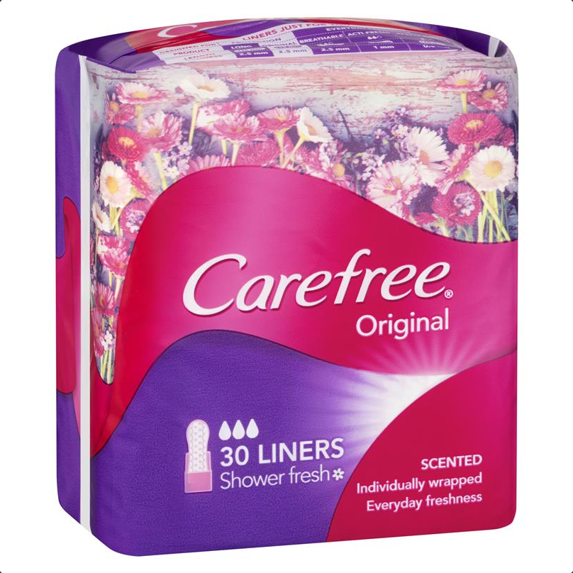 Carefree Original Liners Shower Fresh Scent 30 Pack