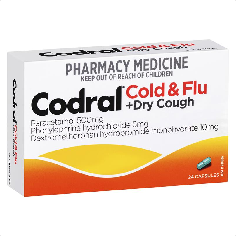 Codral Cold & Flu + Dry Cough 24 Capsules (Limit ONE per Order)