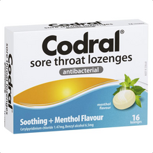 Load image into Gallery viewer, Codral Sore Throat Lozenges Antibacterial Menthol 16 Pack