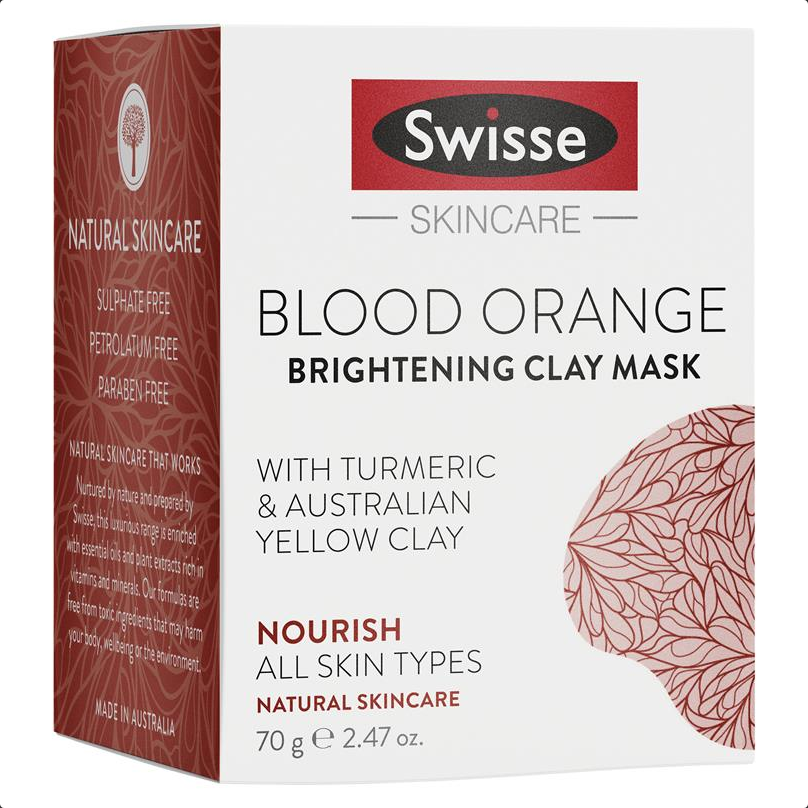 Swisse Skincare Blood Orange Brightening Clay Mask Nourish 70g