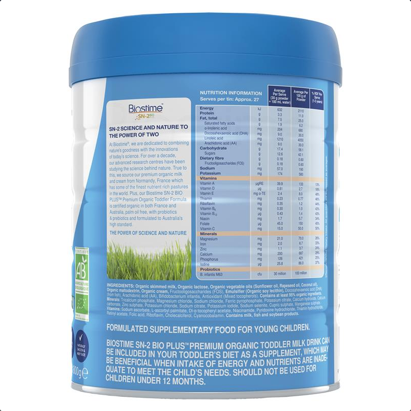 Biostime SN-2 Bio Plus Premium Organic Toddler Milk Drink Stage 3 800g