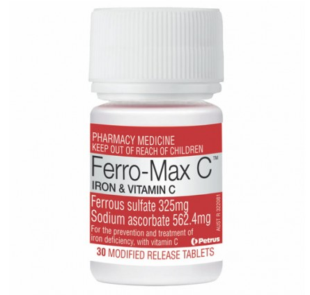 Ferro Max C Iron & Vitamin C 30 Tablets (Limit ONE per Order)