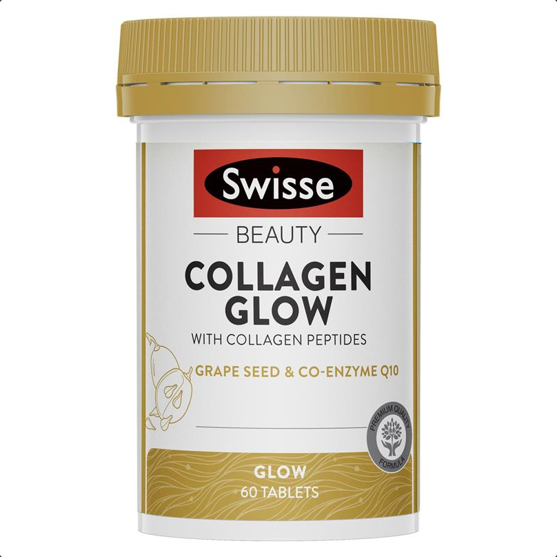 Swisse Beauty Collagen Glow With Collagen Peptides +Grapeseed + CoQ10 60 Tablets
