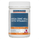 Ethical Nutrients Mega Zinc Powder 40mg Raspberry 190g