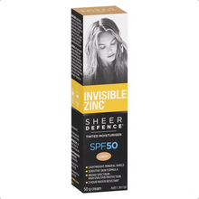 Load image into Gallery viewer, Invisible Zinc SPF 50+ Sheer Defence Tinted Moisturiser Light 50g