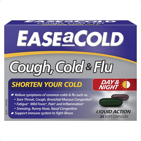 Ease a Cold Cough Cold & Flu Day & Night 24 Capsules