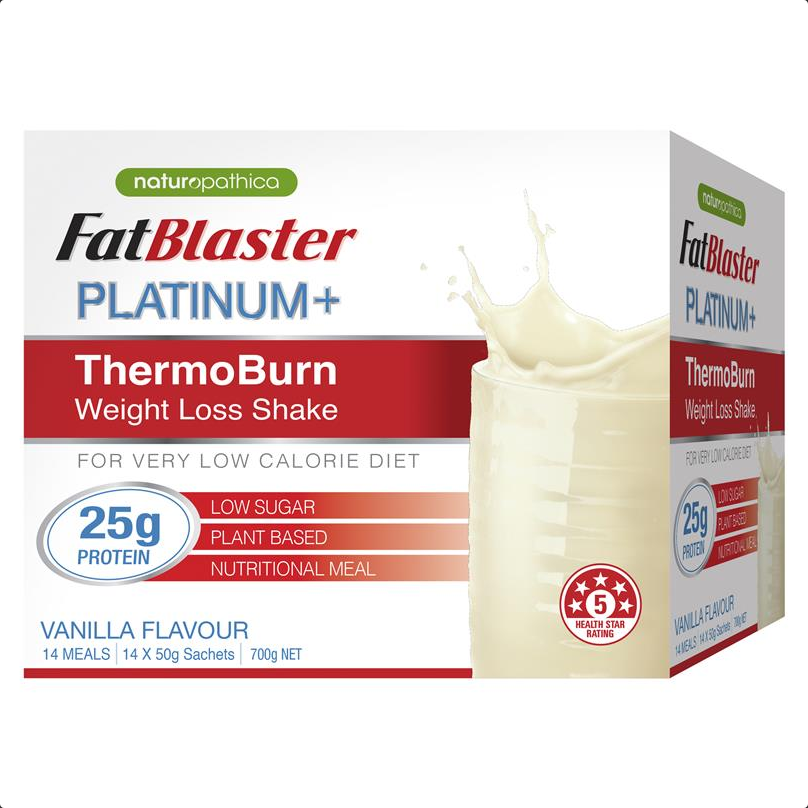 Naturopathica Fatblaster Platinum + ThermoBurn Vanilla Shake 14x50g ( best before 6/24)