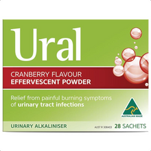 Load image into Gallery viewer, Ural Cranberry Effervescent Powder Urinary Alkaliniser 4 x 28 Sachets
