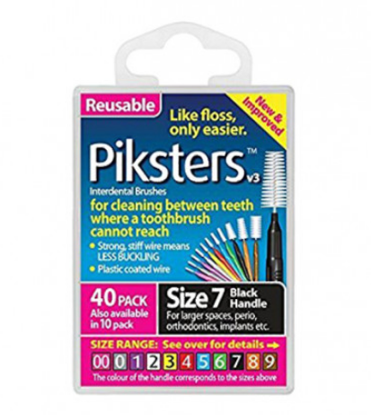 Piksters Interdental Brushes Size 7 Black 40 Pack