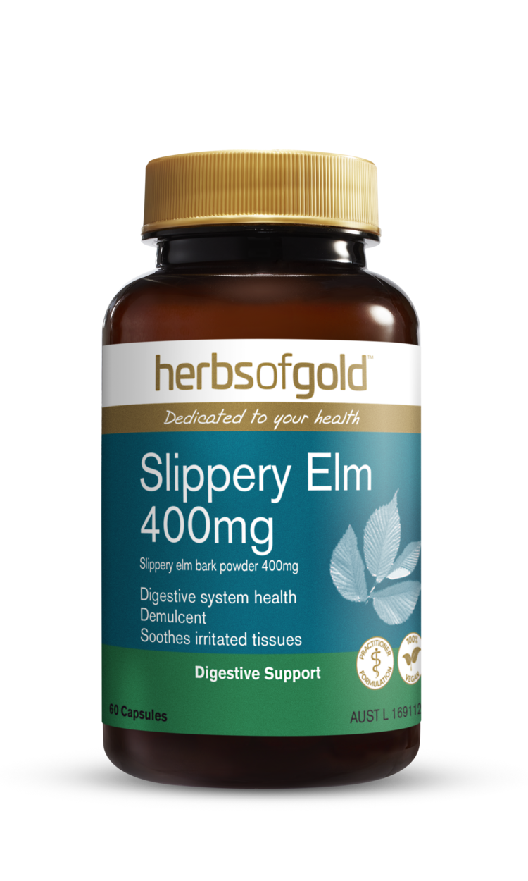 Herbs of Gold Slippery Elm 400mg 60 Vegetarian Capsules