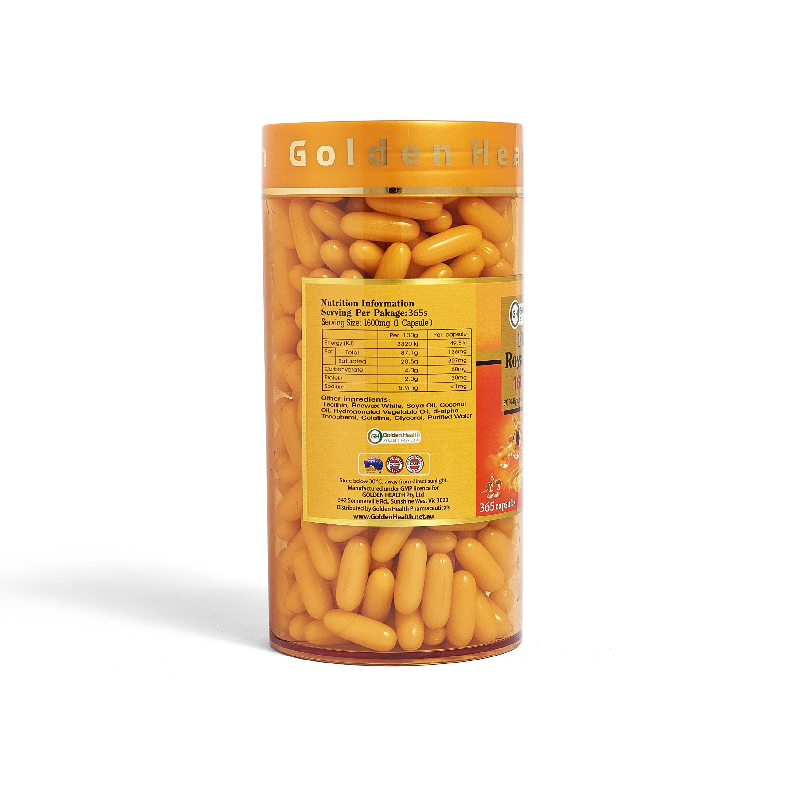 Golden Health Royal Jelly 1600mg 6% 10 HDA 365 Capsules