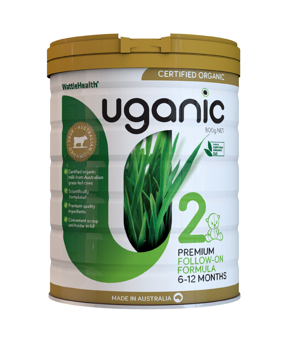 Uganic Certified Organic Stage 2 Follow On Formula 6-12 Months 800g