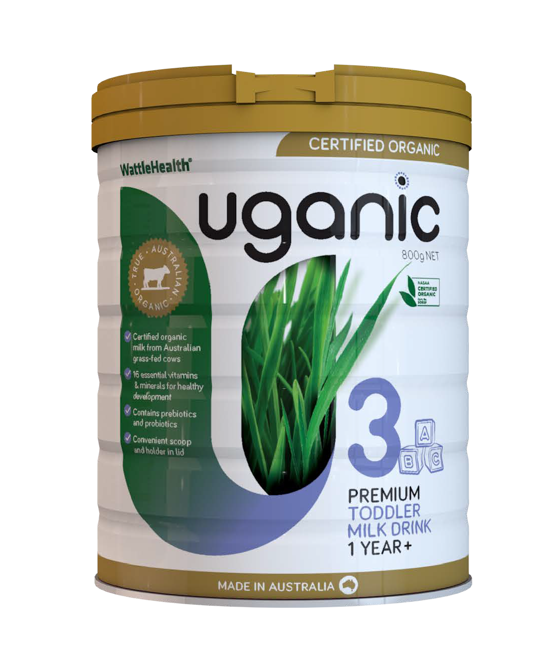 Uganic Certified Organic Stage 3 Toddler Milk Formula 1 Year+ 800g