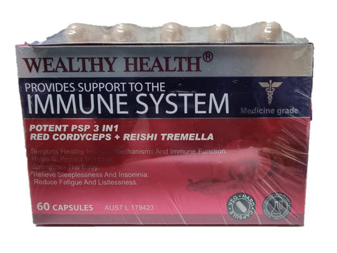 Wealthy Health Potent PSP 3 in 1 Red Cordyceps + Reishi Tremella 60 Capsules