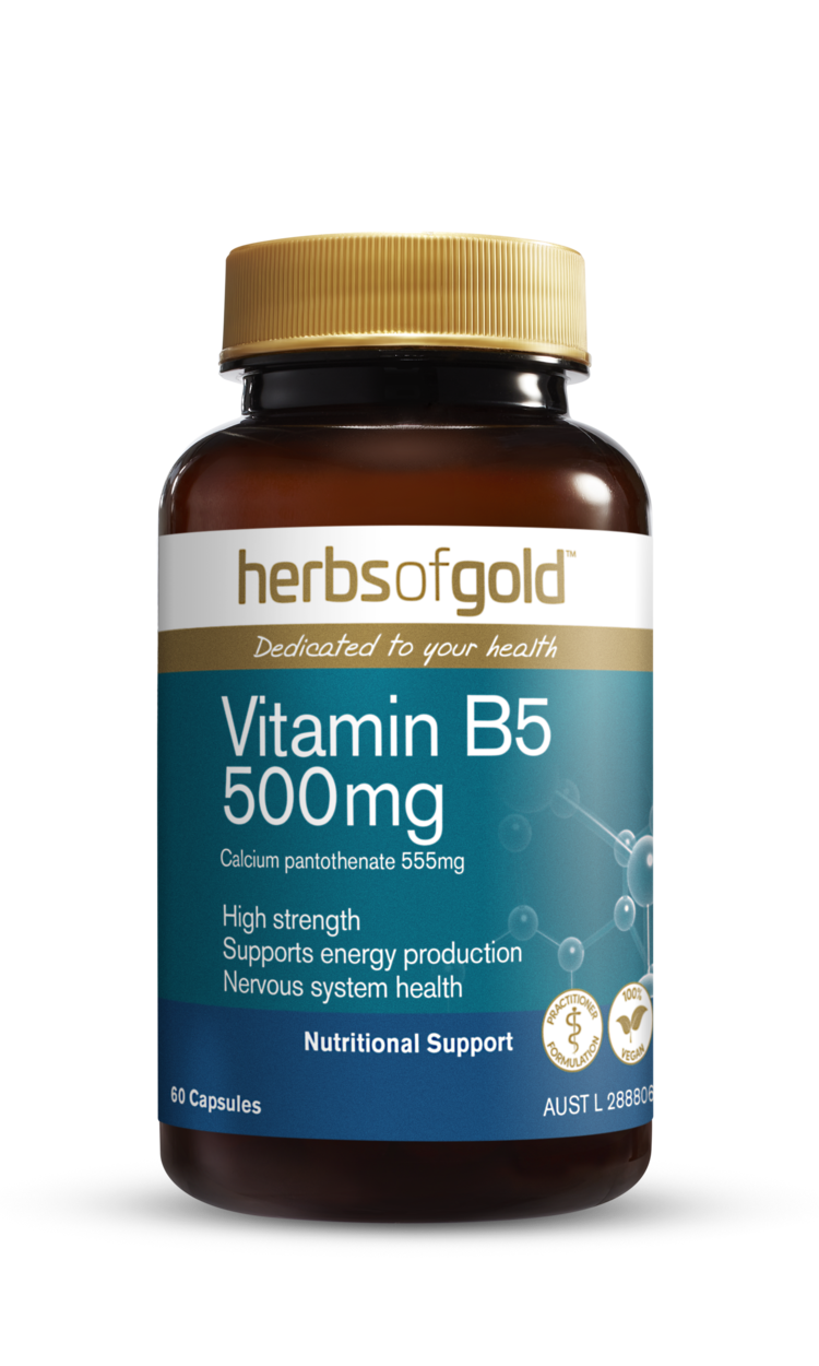 Herbs of Gold Vitamin B5 500mg 60 Vegetarian Capsules