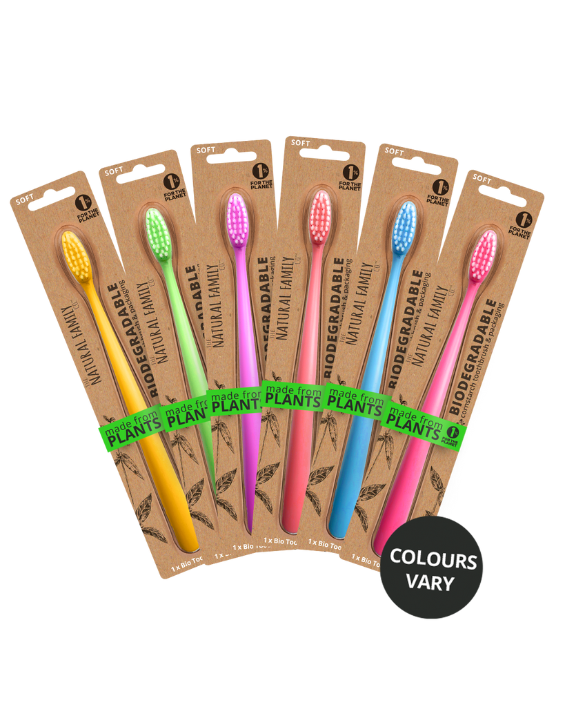 The Natural Family Co Bio Toothbrush Single - Neon (Assorted)