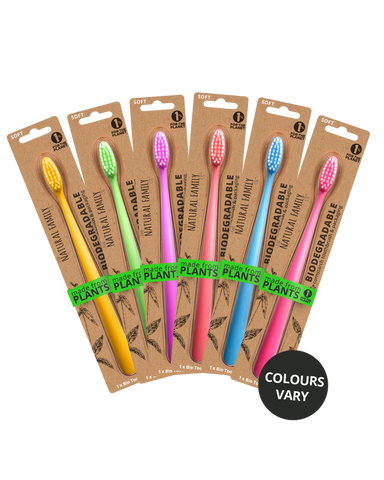 The Natural Family Co Bio Toothbrush Single - Neon (Assorted)