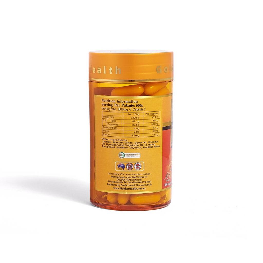 Golden Health Royal Jelly 1600mg 6% 10 HDA 100 Capsules