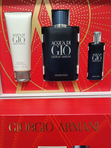 Giorgio Armani Acqua di Gio Profondo Eau De Parfum 125mL 3 Piece Gift Set