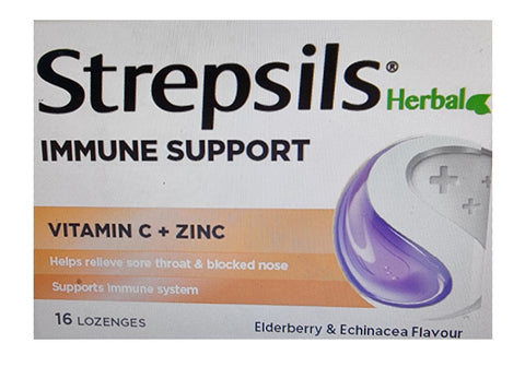 Strepsils Herbal Immune Support Lozenges Elderberry Echinacea 16 Pack