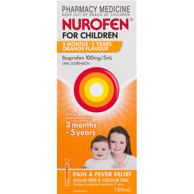 Nurofen For Children 3 Months - 5 Years Ibuprofen 100mg/5mL Orange 100mL (Limit ONE per Order)