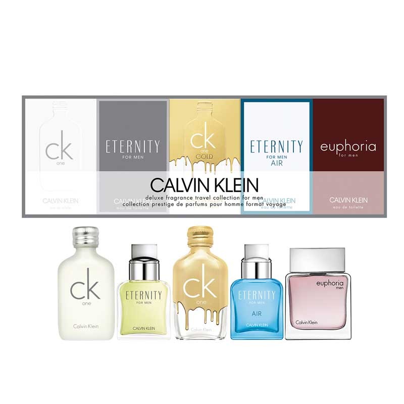 Calvin Klein For Men Deluxe Fragrance 5 Piece Travel Mini Collection Kit Set