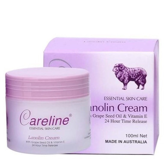 Careline Lanolin Cream + Grape Seed Oil & Vitamin Jar E 100ml