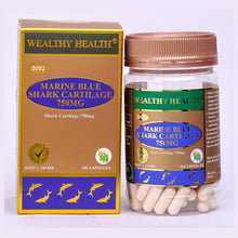 Load image into Gallery viewer, Wealthy Health Marine Blue Shark Cartilage 750mg 100 Capsules