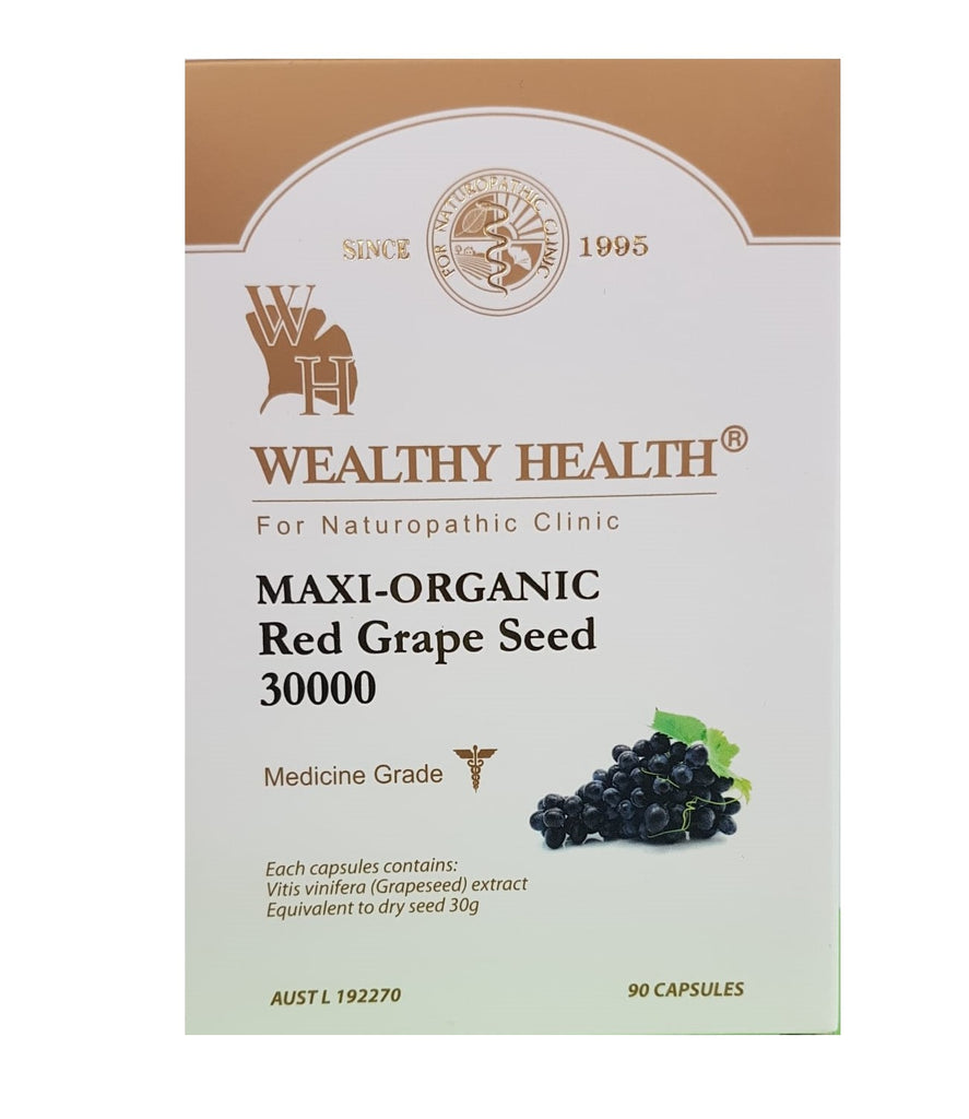 Wealthy Health Maxi-Organic Red Grape Seed 30000mg 90 Capsules