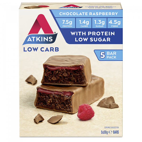 Atkins Low Carb Chocolate Raspberry 5 bars x 30g