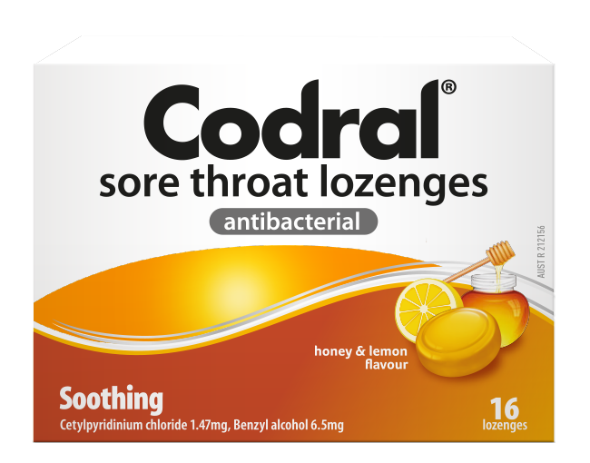 CODRAL Sore Throat Lozenges Honey & Lemon 16 Lozenges