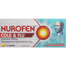 Load image into Gallery viewer, Nurofen Cold and Flu Ibuprofen 200mg Multi-Symptom Relief 12 Tablets