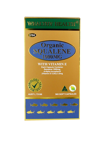 Wealthy Health Organic Squalene 1000mg with Vitamin E 365 Capsules