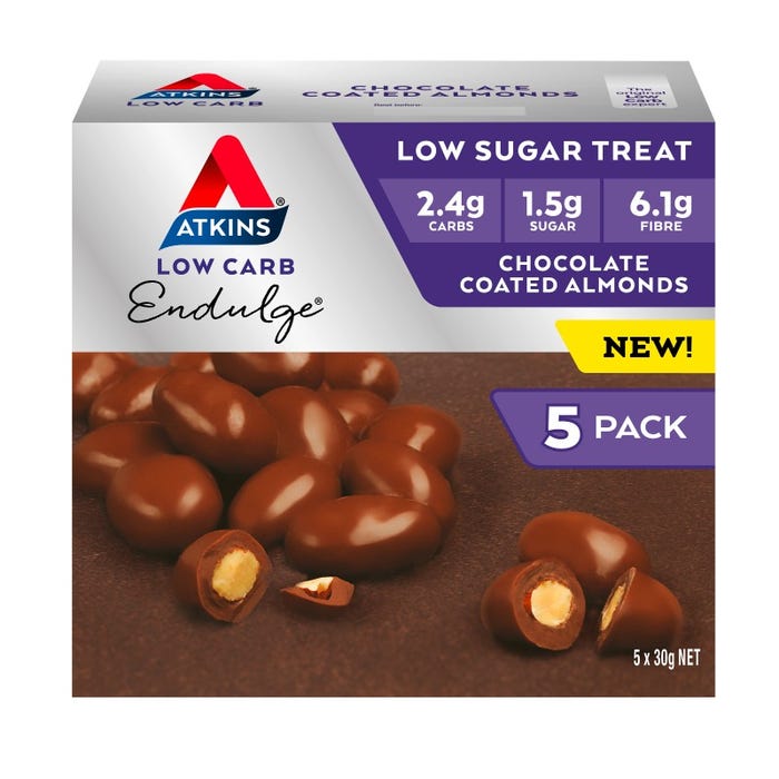 Atkins Low Carb Endulge Chocolate Coated Almonds 5 bars x 30g