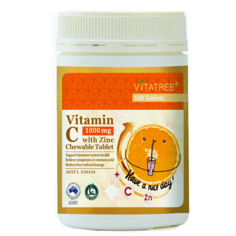 Vitatree Vitamin C 1000 mg with Zinc Chewable 100 Tablets