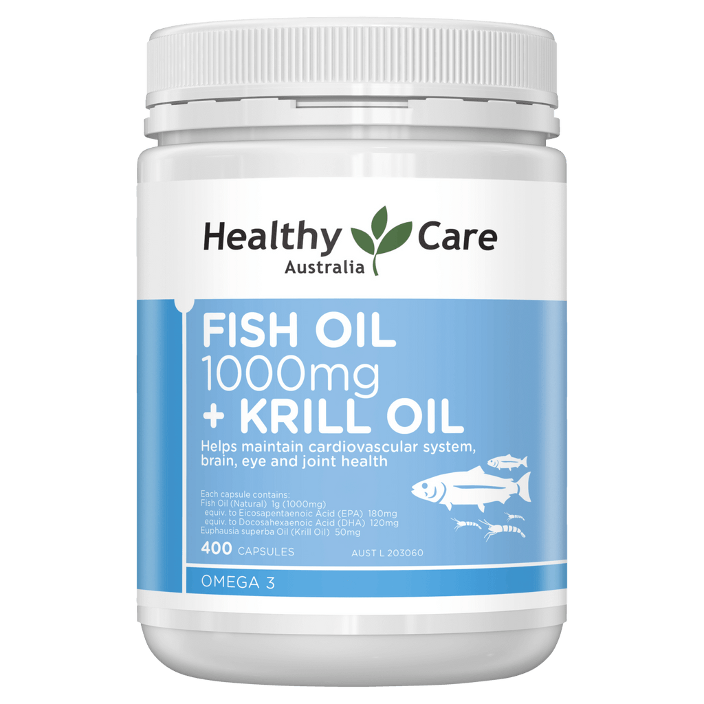Healthy Care Fish Oil 1000mg + Krill Oil 400 Capsules