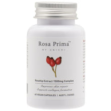 Load image into Gallery viewer, Unichi Rosa Prima Rosehip Extract 1500mg Complex 60 Vegan Capsules